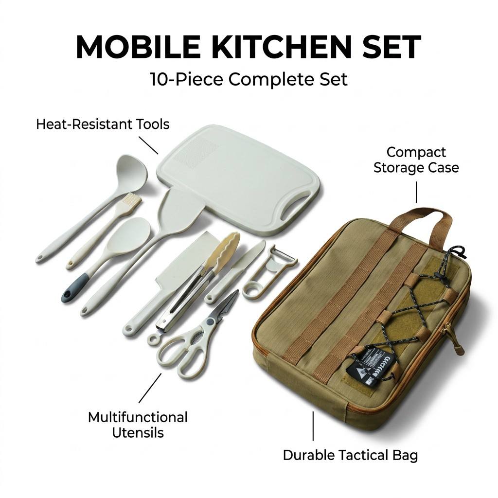 Camping Cooking Essentials - Set di utensili da cucina portatile