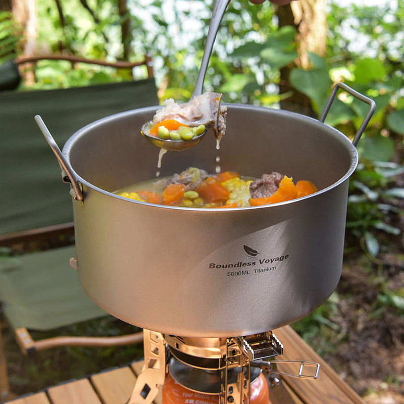Camping Outdoor Cooking Equipment - Boundless Voyage Titanium Pot 5.0L pentola