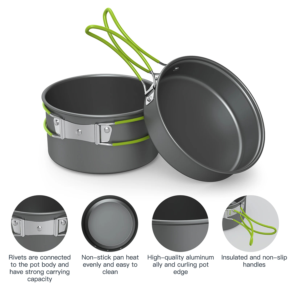 Camping Cooking Set For 4 - Set di Pentole da Campeggio per
