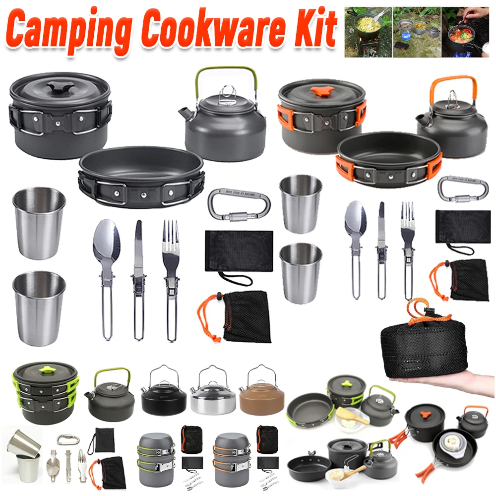 Camping Cooking Set - Kit da Cucina da Campeggio: Bollitore,