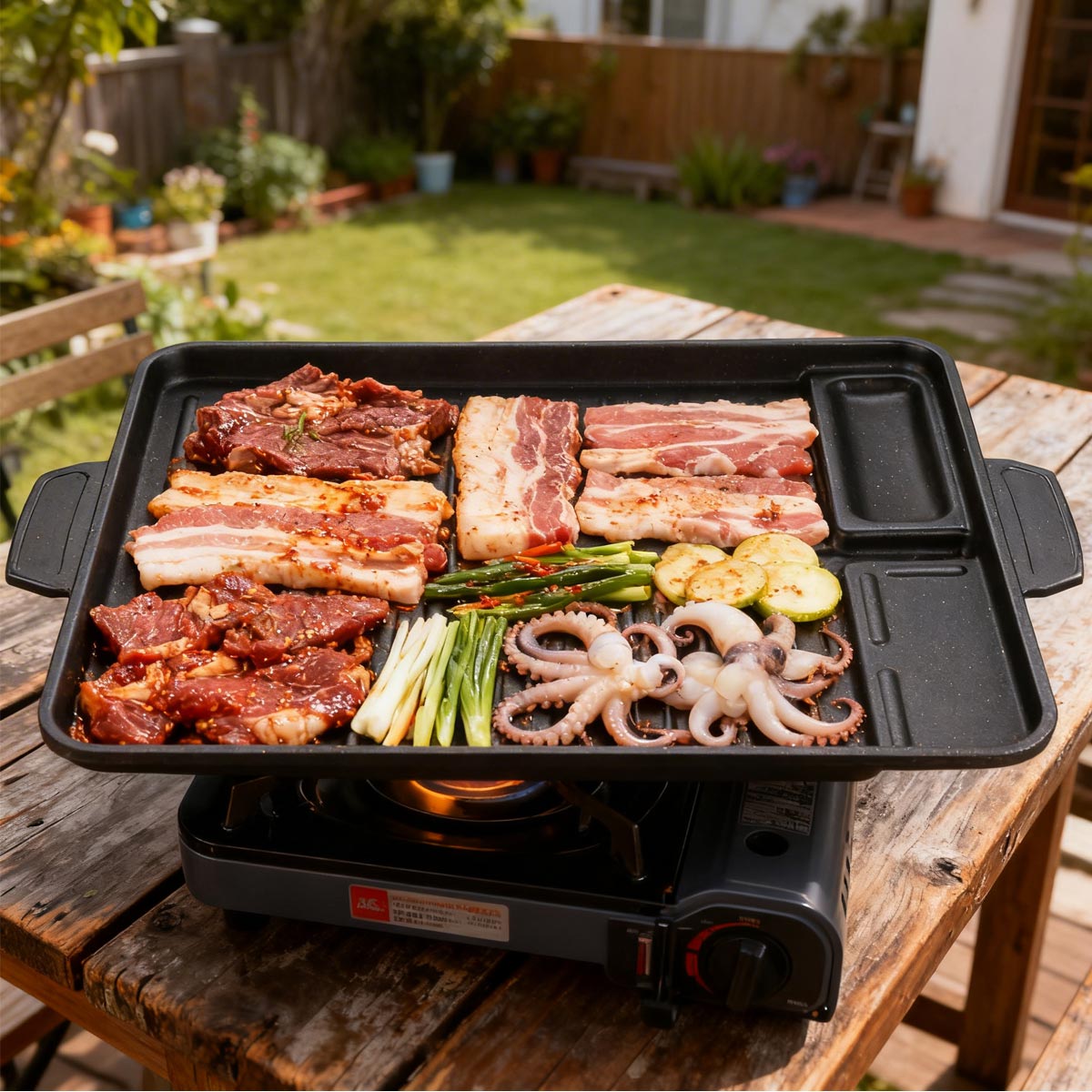 Camping Cooking Cupboard - Piastra per Barbecue Coreana in Alluminio