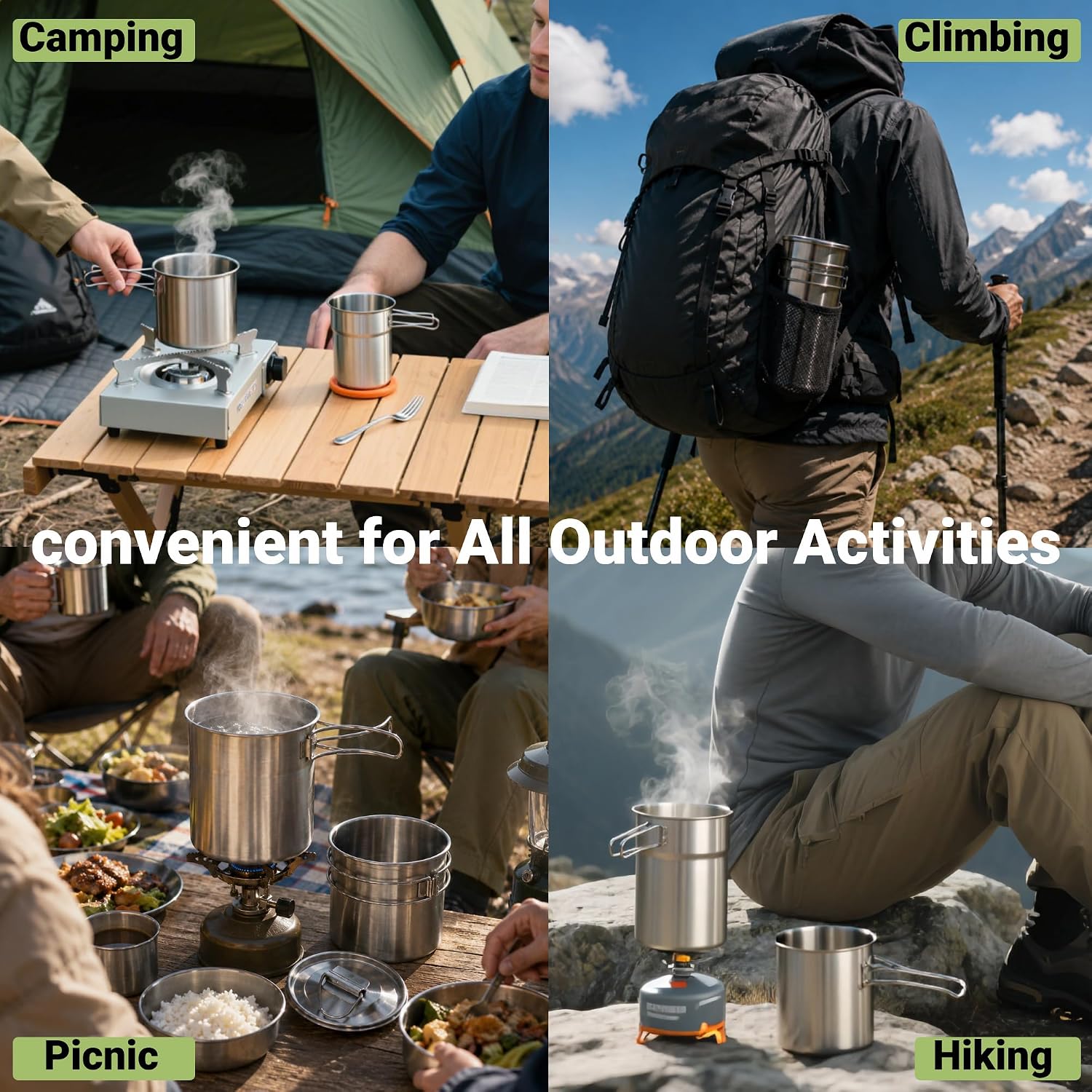 Tazze pieghevoli da campeggio, - Camping Outdoor Cooking Equipment recensione e prezzo