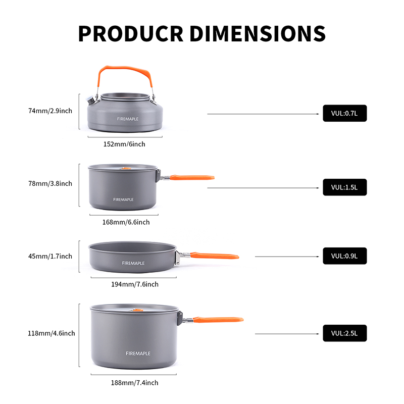 Set di pentole per 4-5 persone - Camping Cooking Set For 4 recensione e prezzo