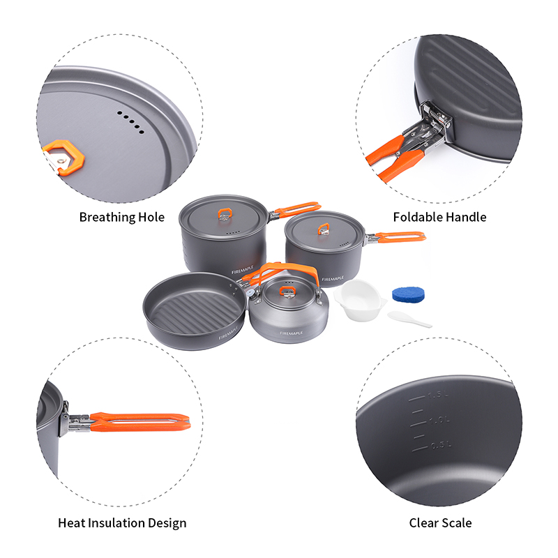 Set di pentole per 4-5 persone - Camping Cooking Set For 4 recensione e prezzo